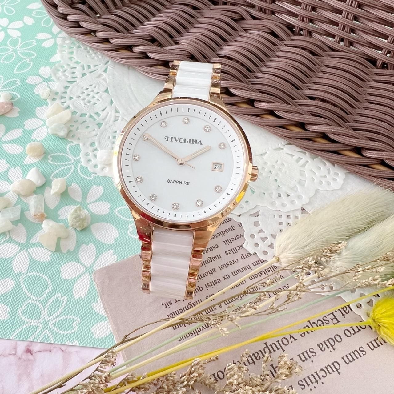 【TIVOLINA 小紅帽】完美耀眼半陶瓷鑽錶 MAT3768-W 34mm  現代鐘錶