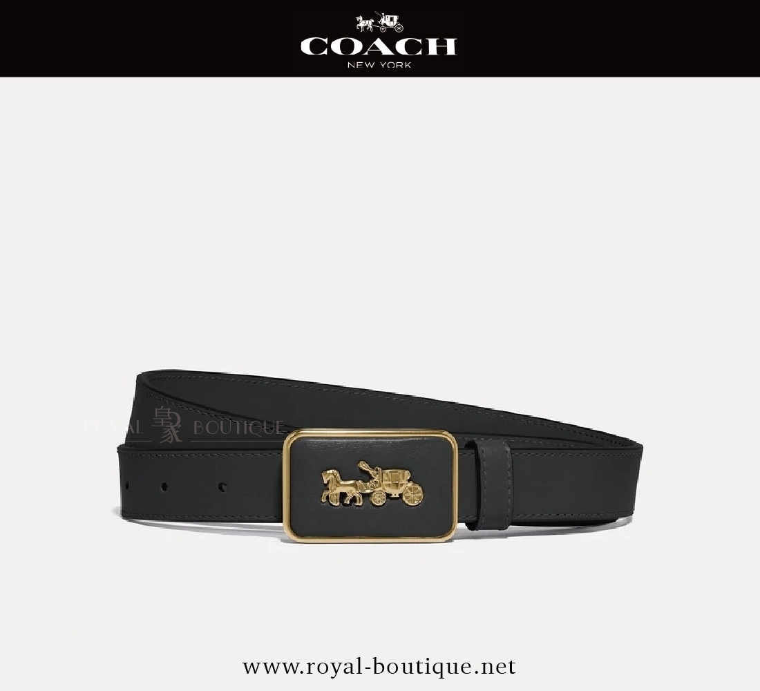 COACH 黃銅皮革馬車女用皮帶