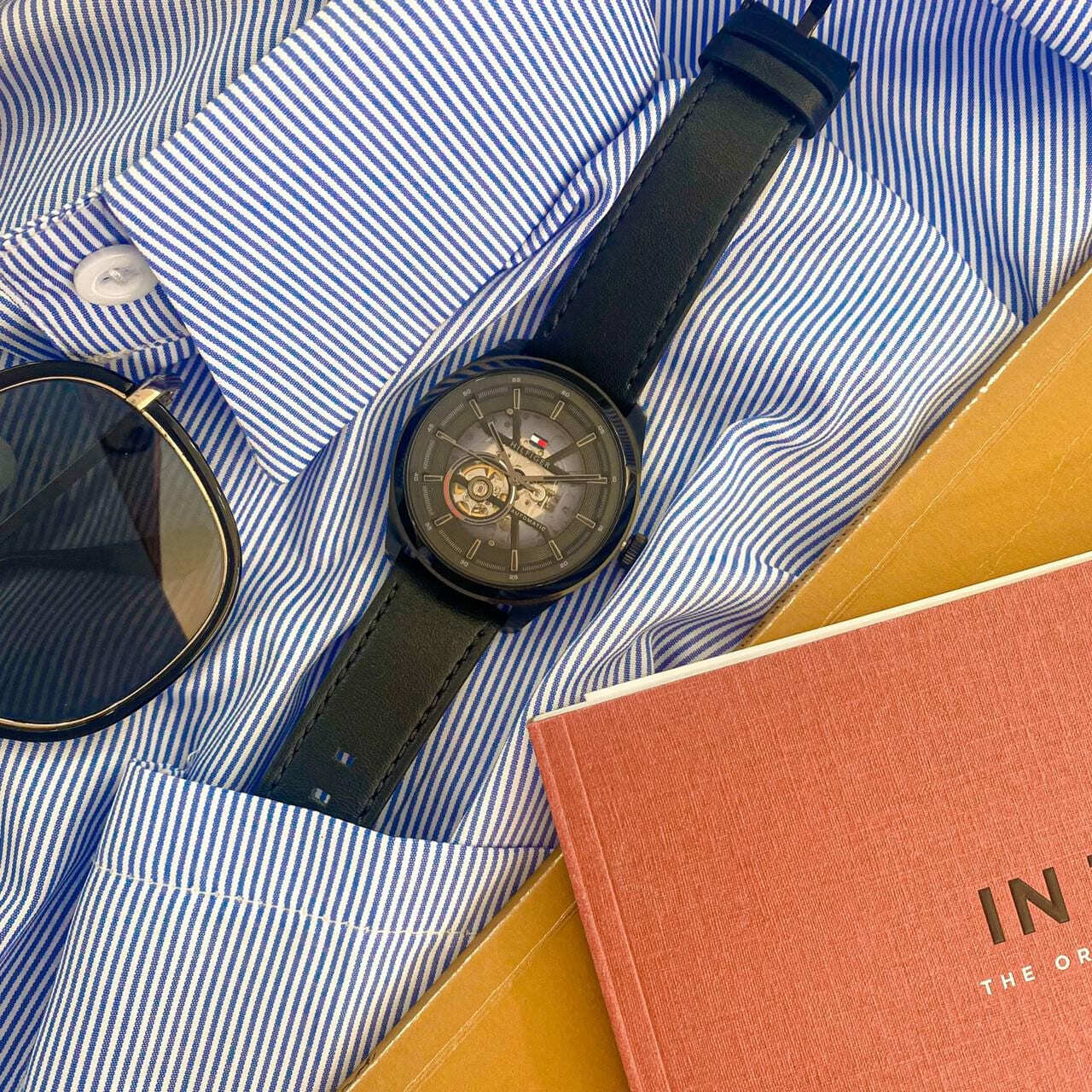 【Tommy Hilfiger】漸層透視鏤空機械腕錶 1791887 44mm  現代鐘錶