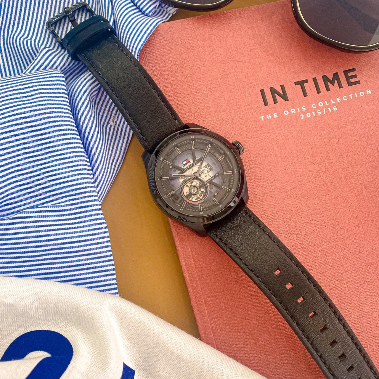 【Tommy Hilfiger】漸層透視鏤空機械腕錶 1791887 44mm  現代鐘錶