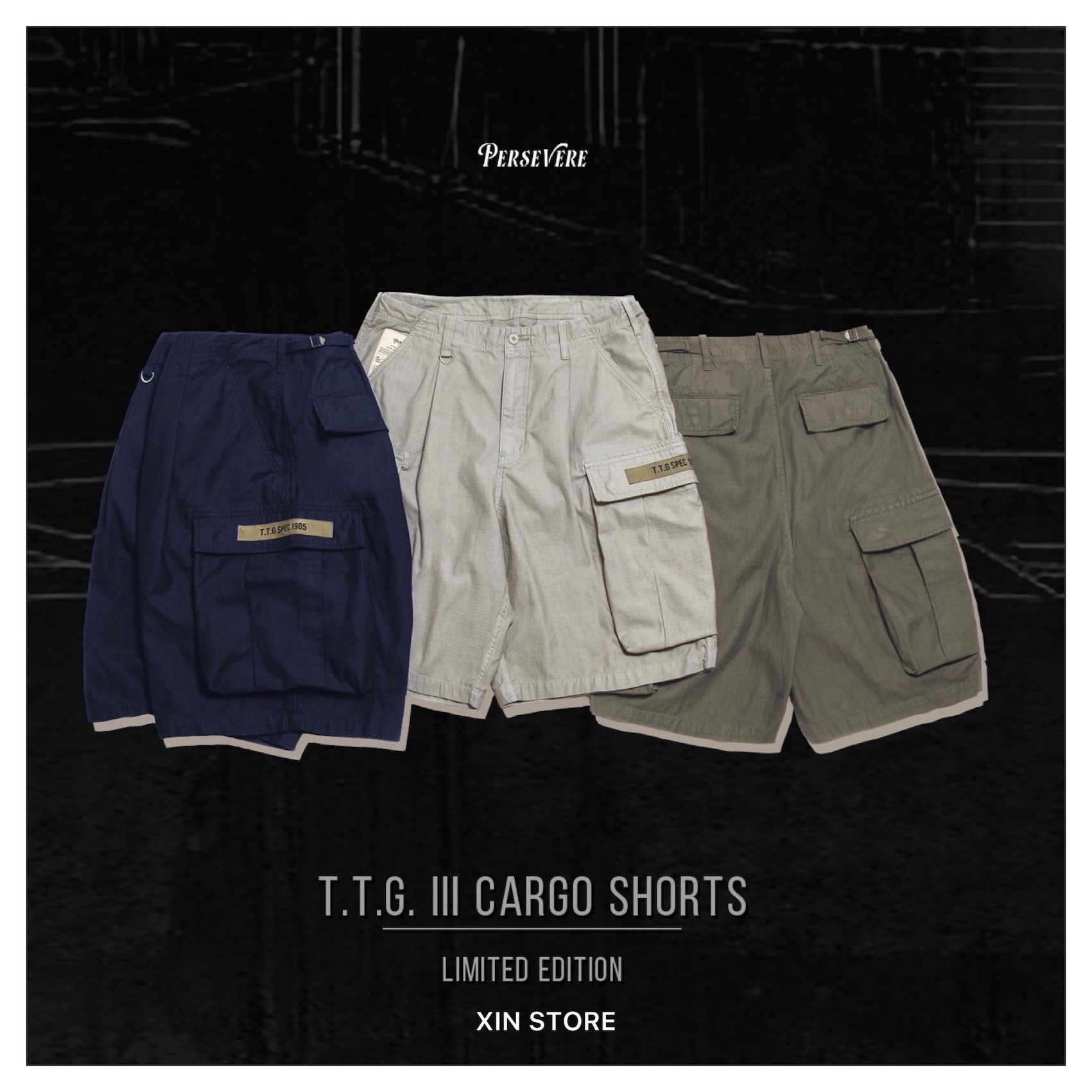 Persevere T.T.G. III Cargo Shorts 口袋 短褲 工裝褲 軍短褲 三色