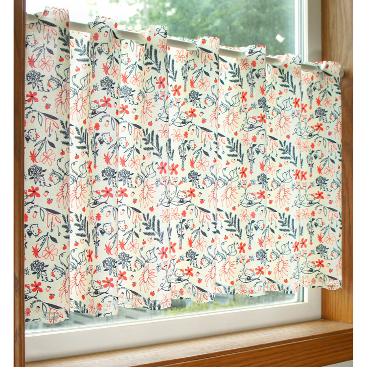 Sanrio Hello Kitty 咖啡廳窗簾 120 x 45 cm 亞洲之花 #CM22C-93546