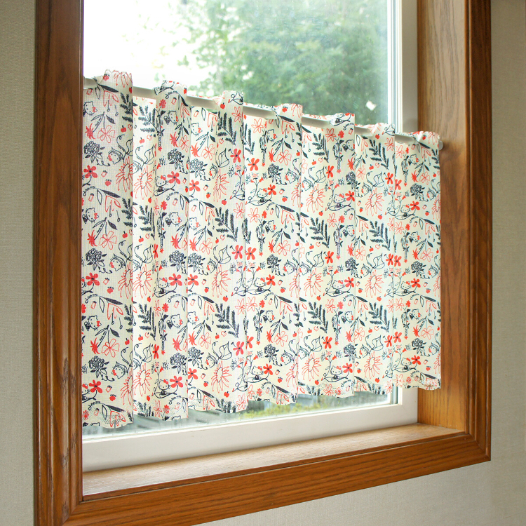 Sanrio Hello Kitty 咖啡廳窗簾 120 x 45 cm 亞洲之花 #CM22C-93546