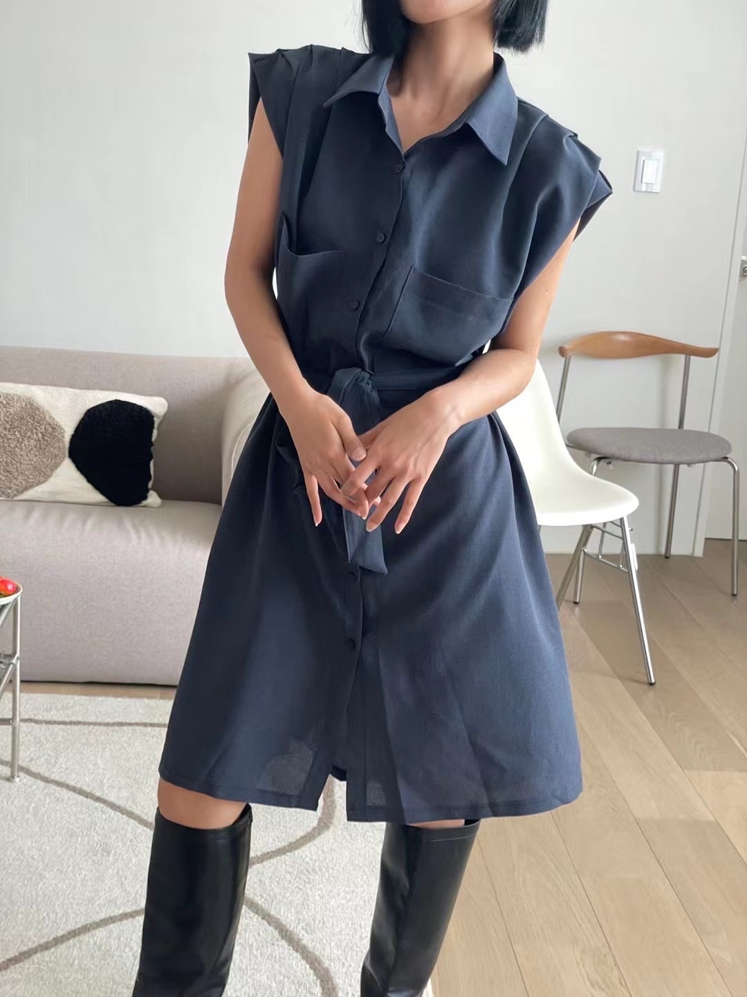 OP261 棉麻長恤衫形OP