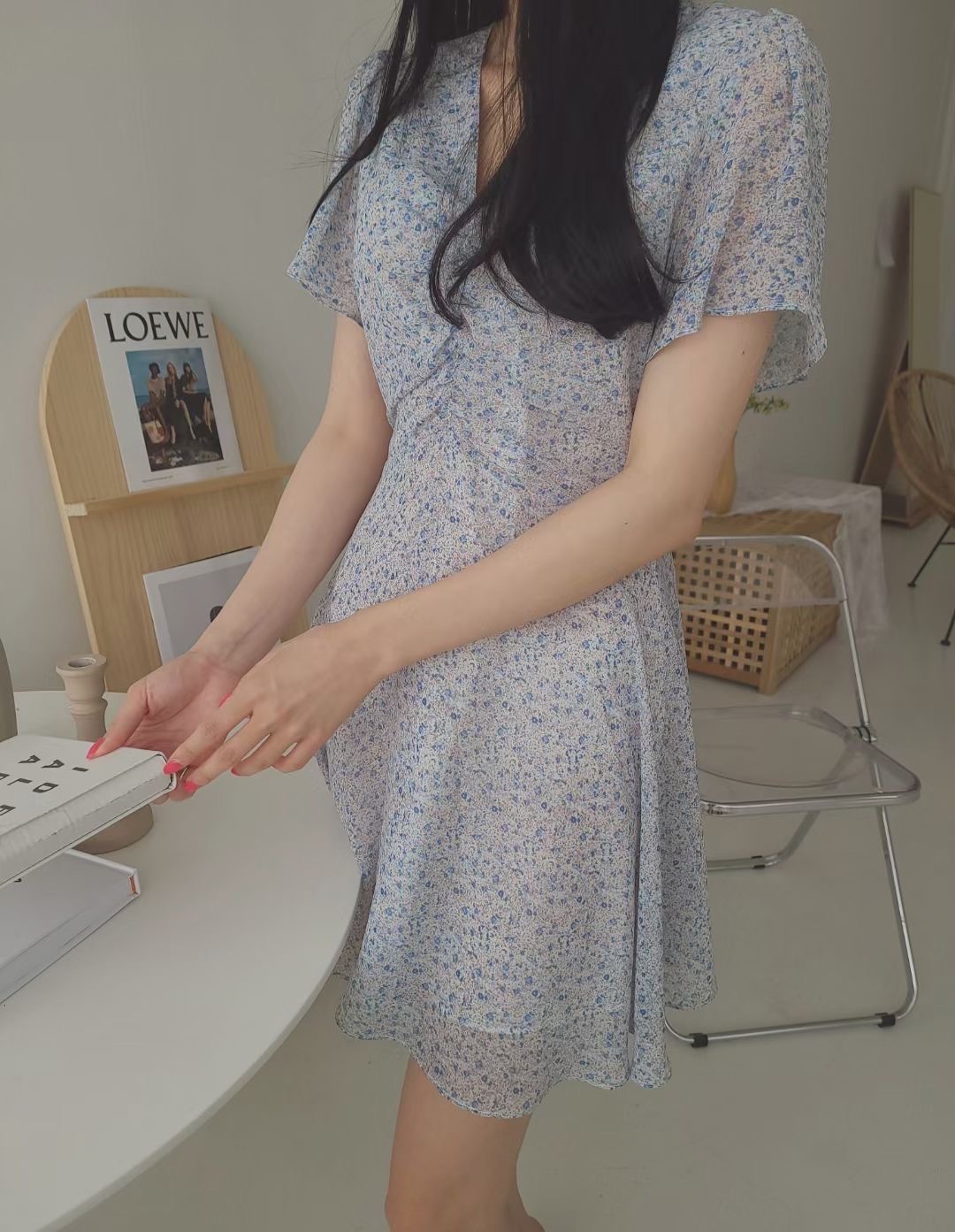 [S18] 雪紡碎花短OP