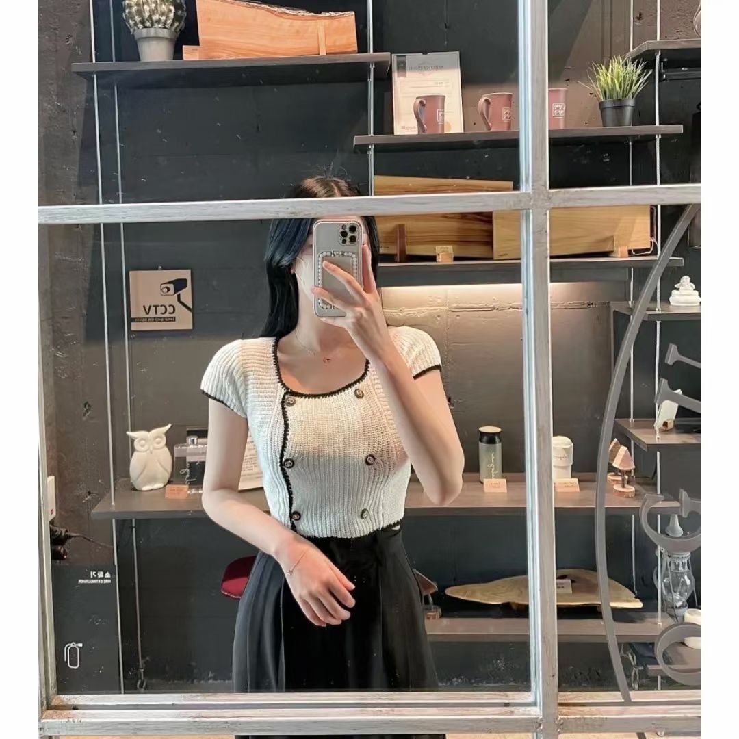 JUNT2285 疏織方領後綁腰上衣