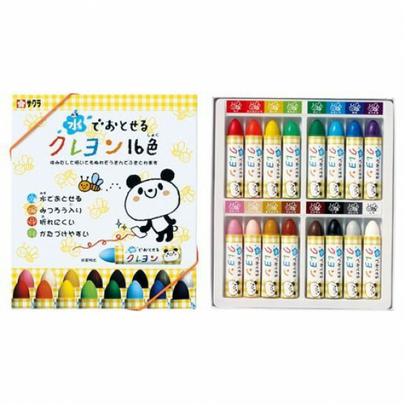 日本直送 SAKURA兒童可水洗蠟筆 16色