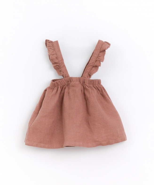 葡萄牙Play Up 亞麻V字荷葉邊鬆緊吊帶裙裝 - Caruma