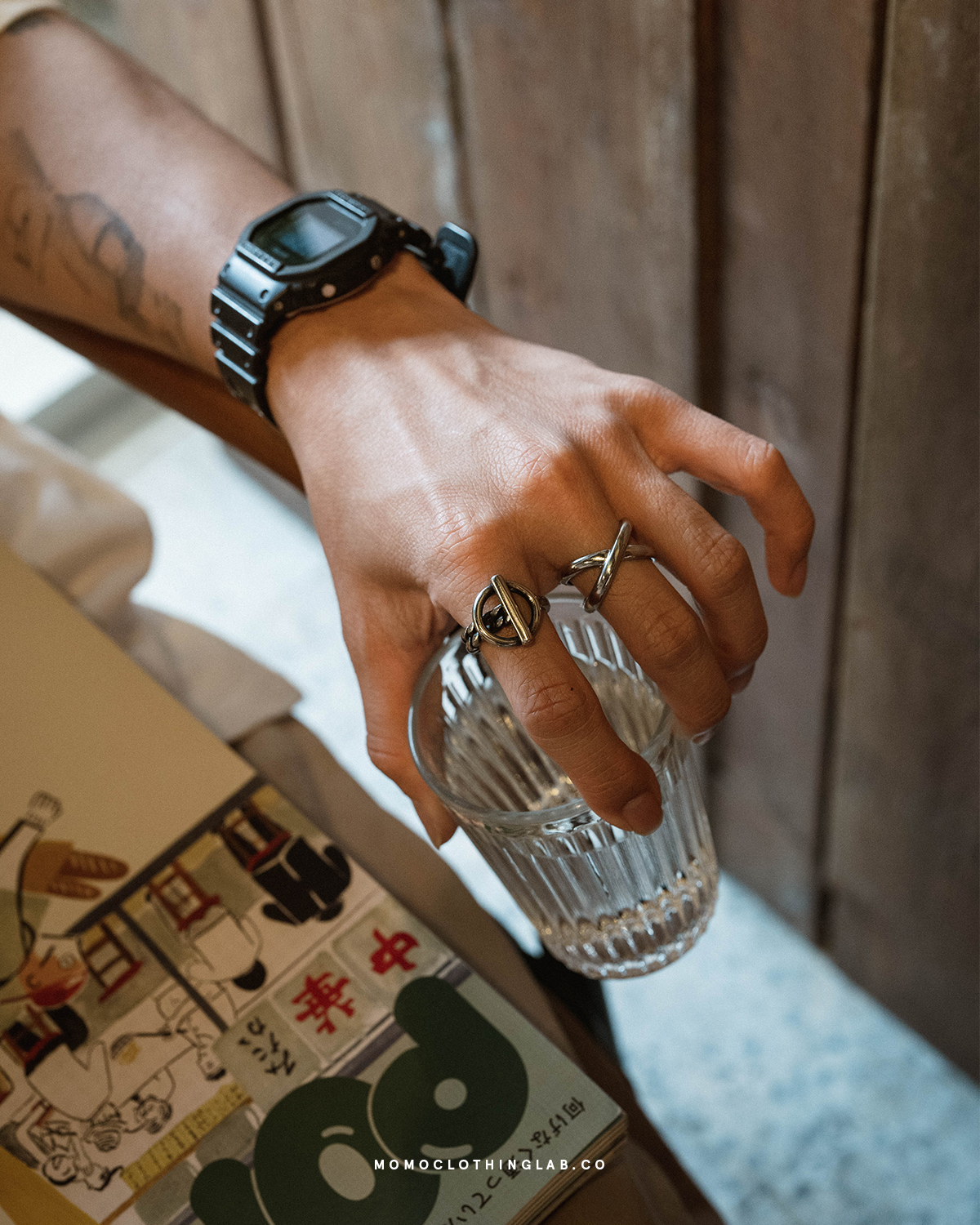 #現貨 (ACCR524) 鋼戒 磨黑圓環鍊條戒