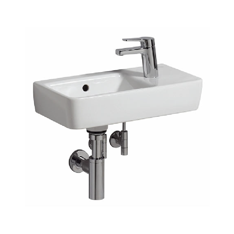 GEBERIT Plan 50x25cm面盆 | 左槽右孔 | 德國原裝進口 | 釉面耐髒抗刮