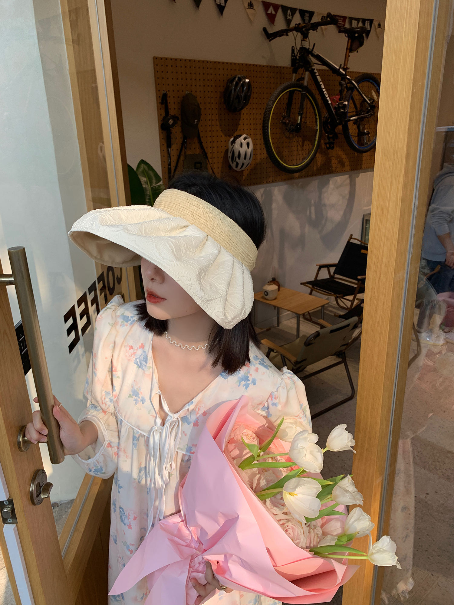 防紫外線 空頂雙面遮陽帽(白/黑)