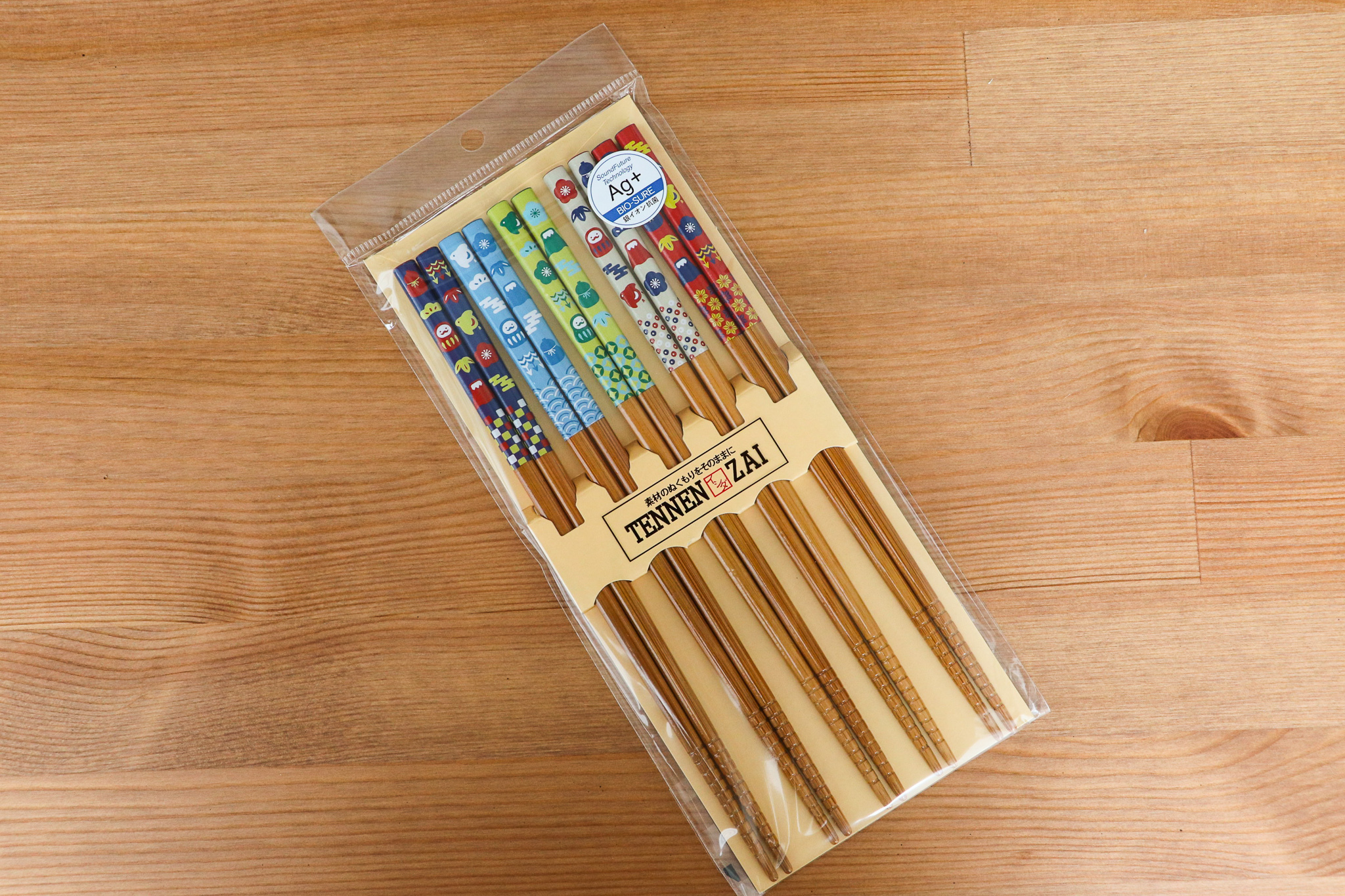 日本 TENNEN ZAI 富士山 銀離子抗菌竹筷 五入組