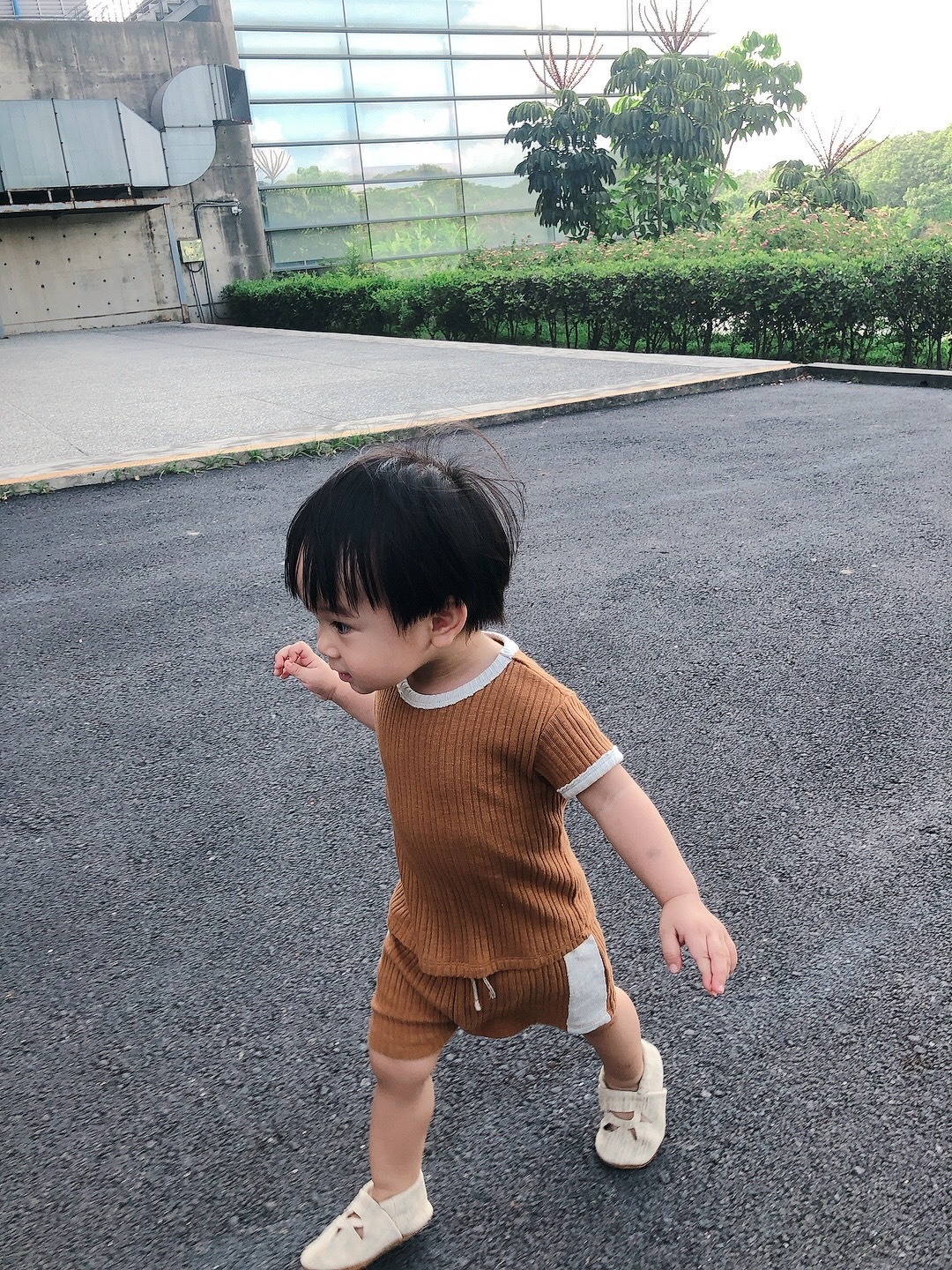 【口水款】葡萄牙Play Up 有機棉撞色羅紋裝飾抽繩短褲 - Eneida