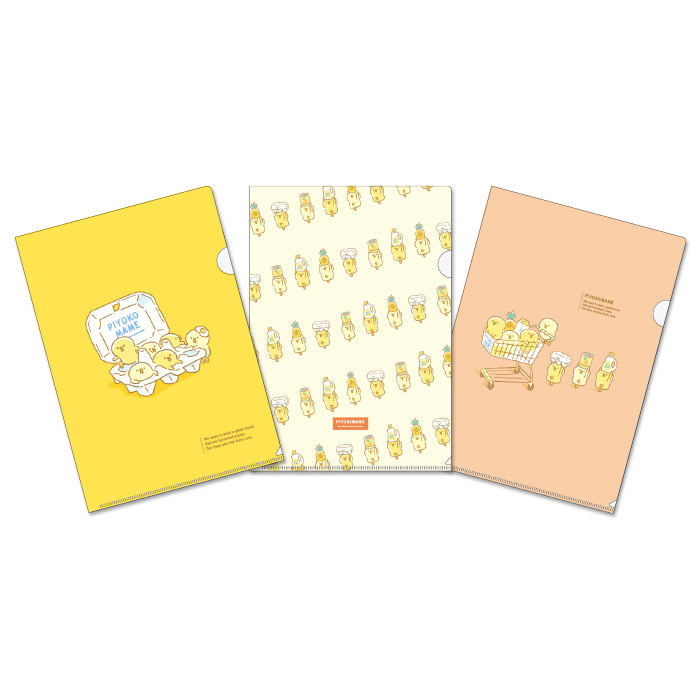 Mind Wave A4 Clear File Set－Piyokomame (Japanese Stationery Brand)