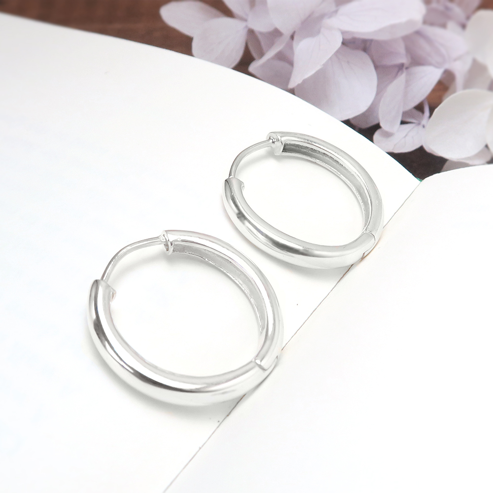 易扣系列 圓形圓線耳環 23.5mm款 925純銀耳環