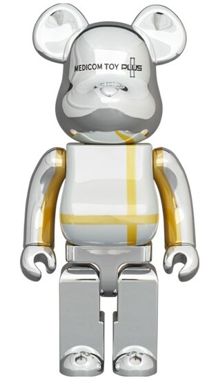 BE@RBRICK MEDICOM TOY PLUS GOLD CHROME + SILVER 