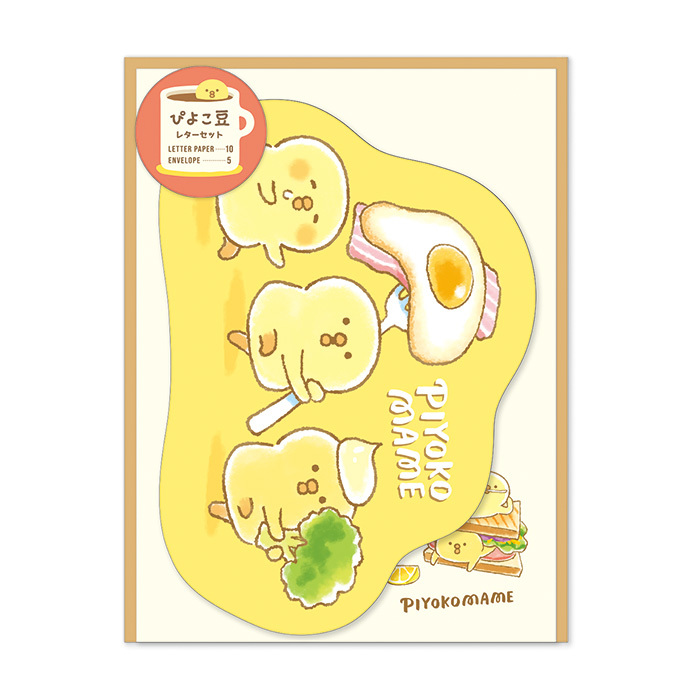 Mind Wave Letter and Envelope Set－Piyokomame Cafe Series (Japanese Stationery Brand)