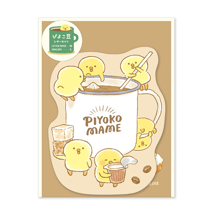 Mind Wave Letter and Envelope Set－Piyokomame Cafe Series (Japanese Stationery Brand)