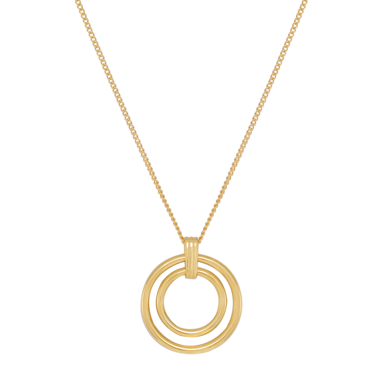 純銀項鍊，女士項鍊 極簡雙圓環；展現率性俐落風格（2641金色）