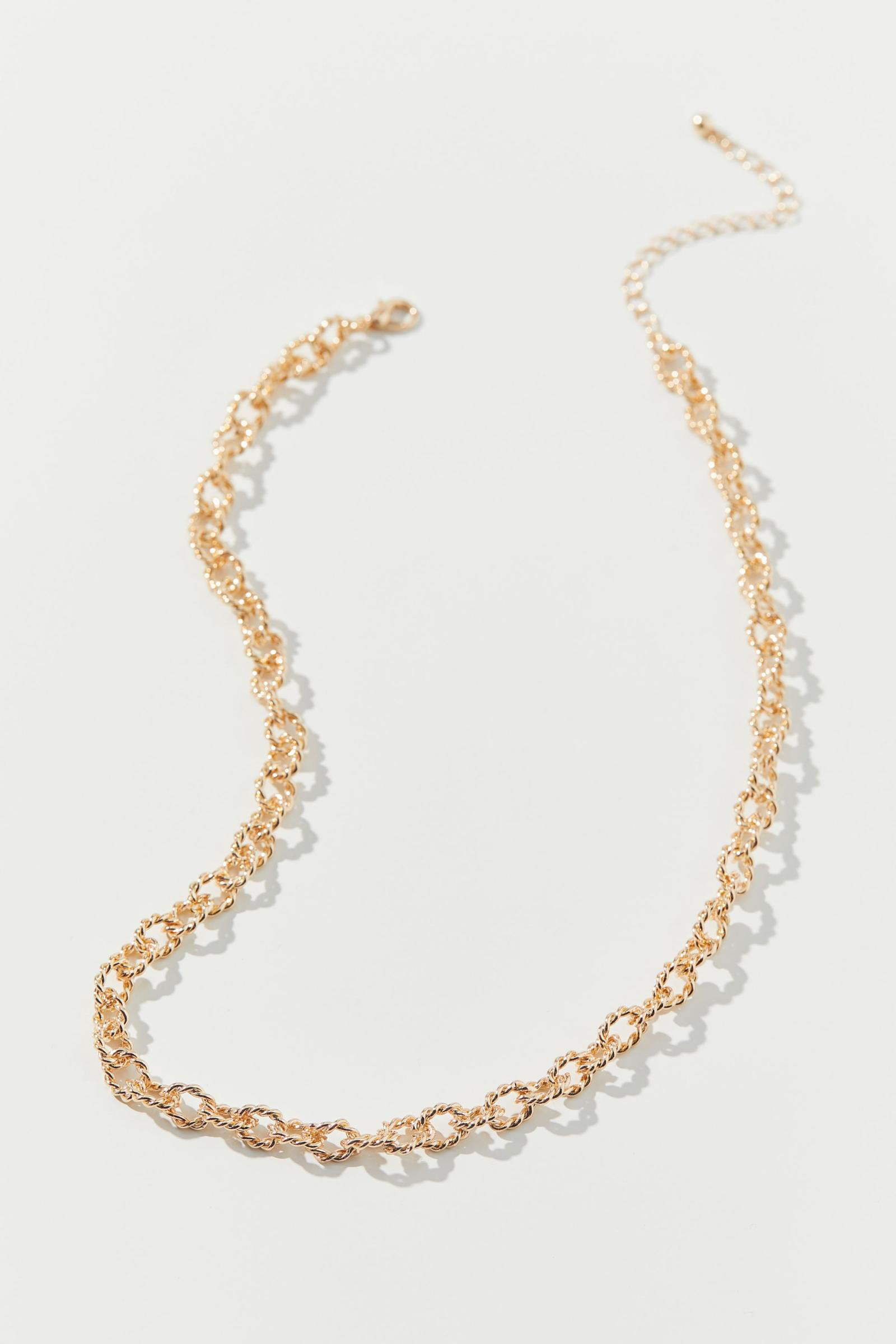 美國Retro Gold 金色細麻花鎖圈短項鍊