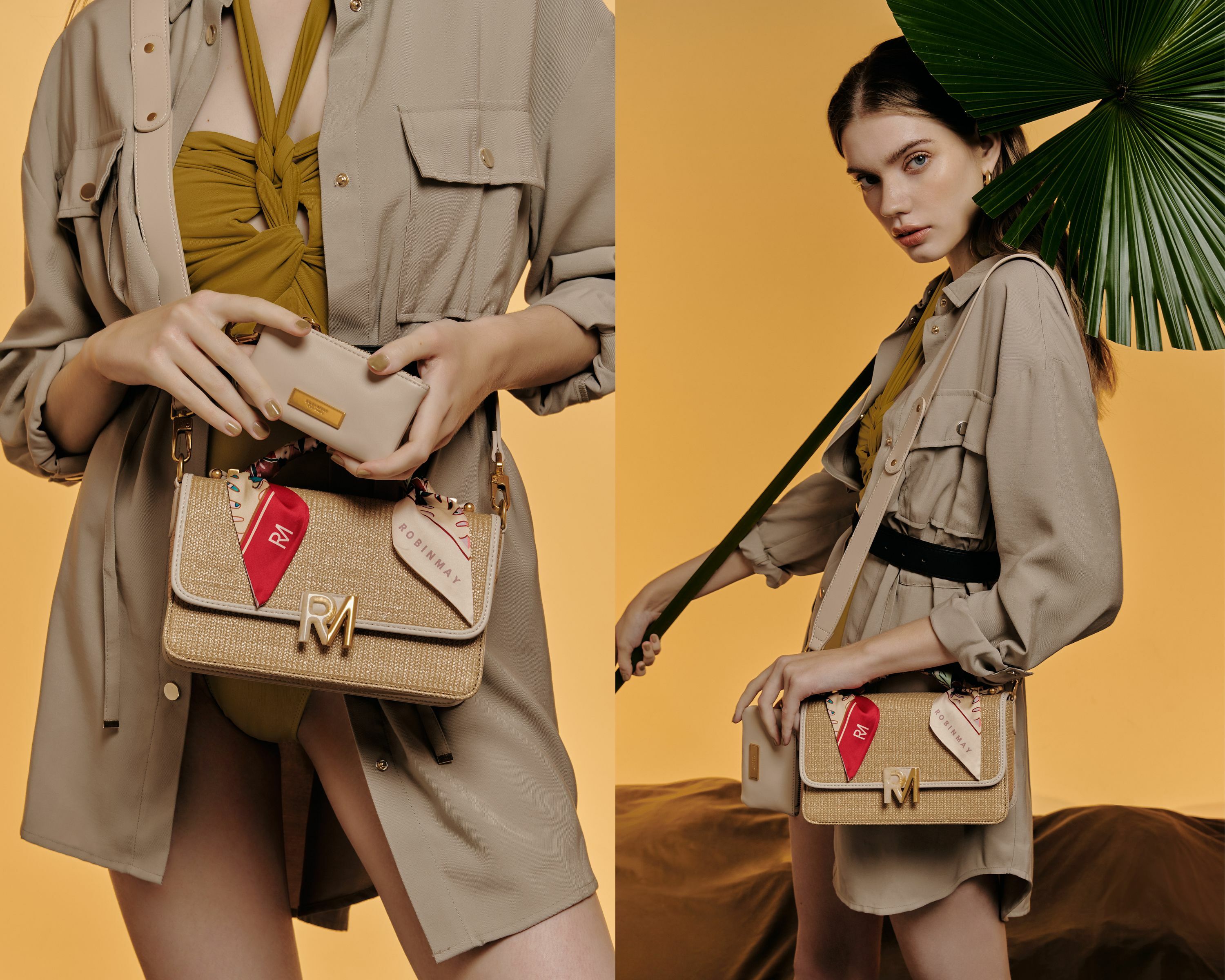 ROBINMAY 將經典的絲巾設計也運用到熱帶雨林手提包上。