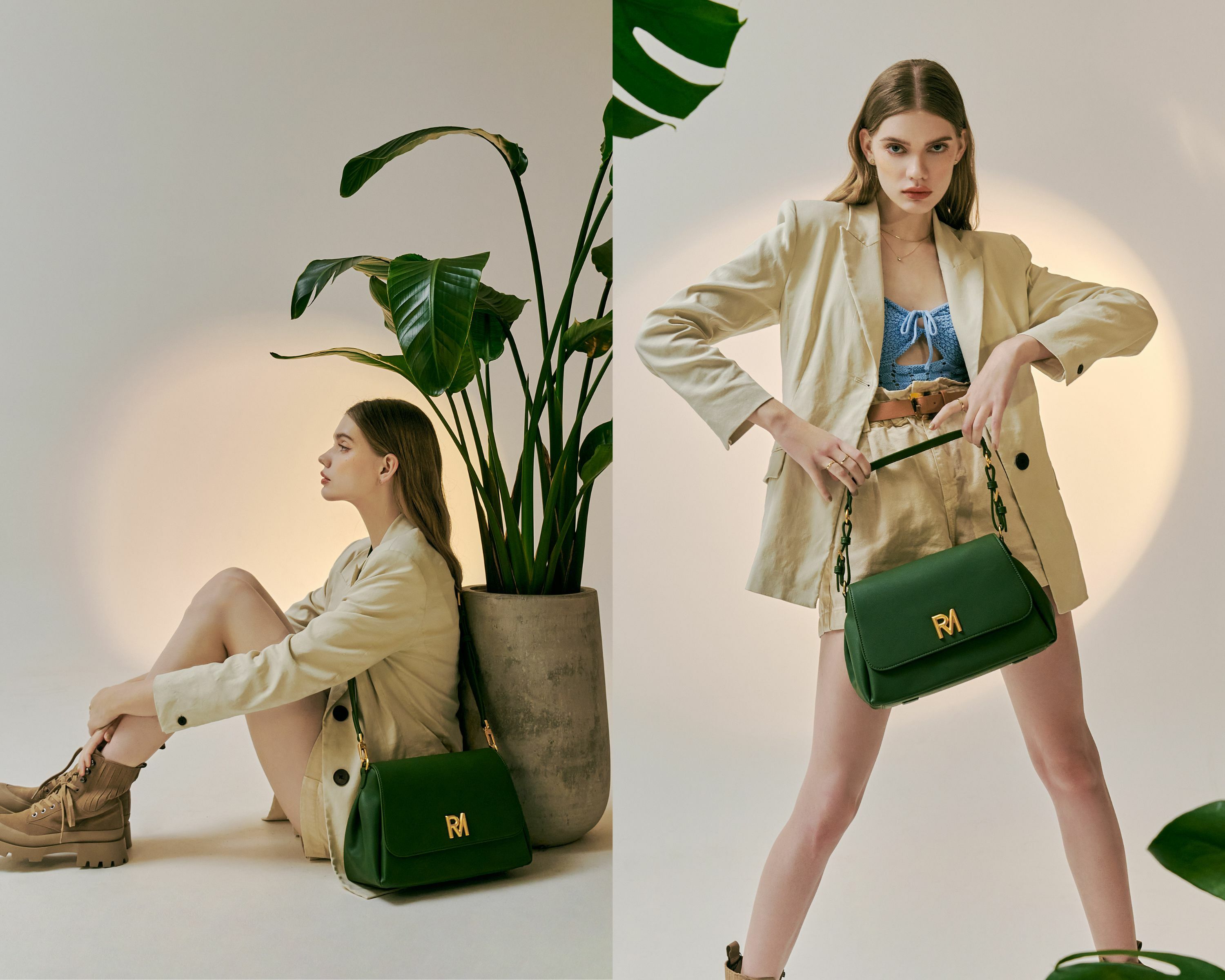 梨塔郵差斜背包，整體是由上窄下寬的梯形樣貌呈現。