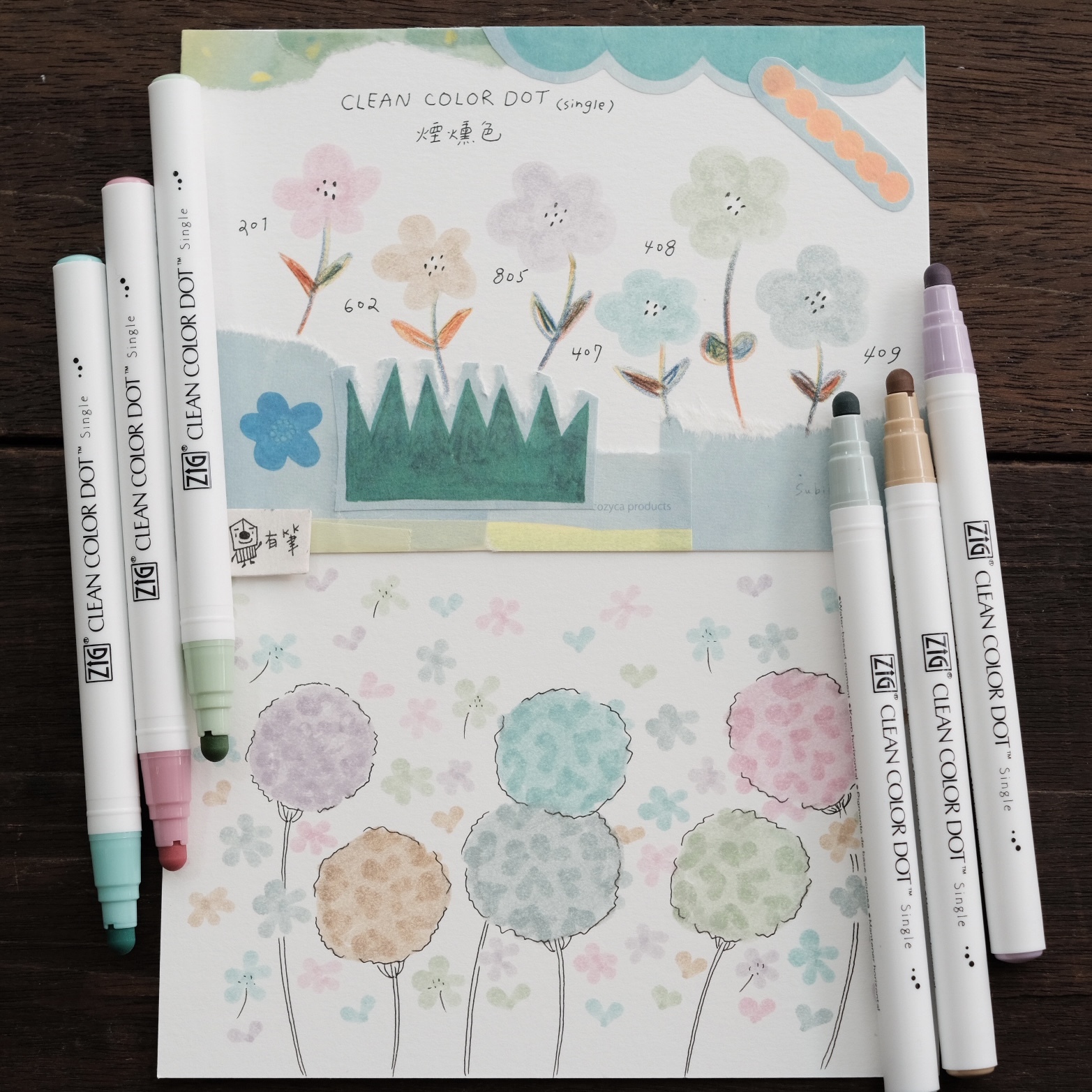 吳竹 ZIG 單頭 點點筆 煙燻色｜KURETAKE 日本