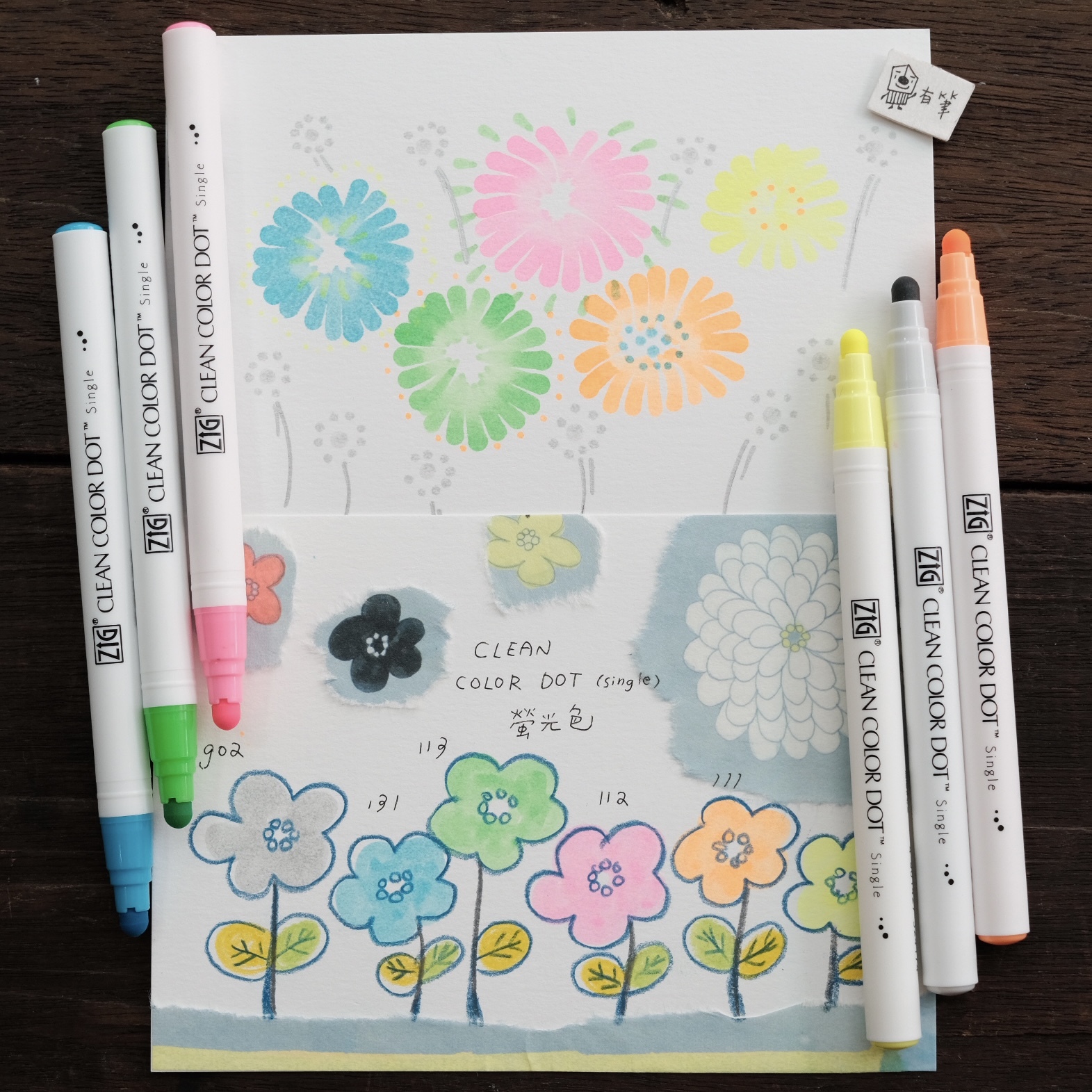 吳竹 ZIG 單頭 點點筆 螢光色｜KURETAKE 日本