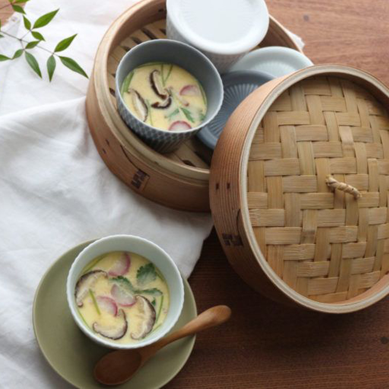 美濃燒 漣漪 豬口/蕎麥杯(連碟) 灰藍｜小田陶器