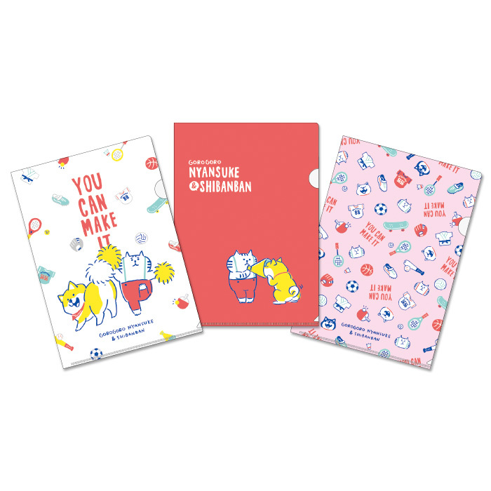 Mind Wave A4 Clear File Set－Gorogoro Nyansuke x Shibanban (Japanese Stationery Brand)