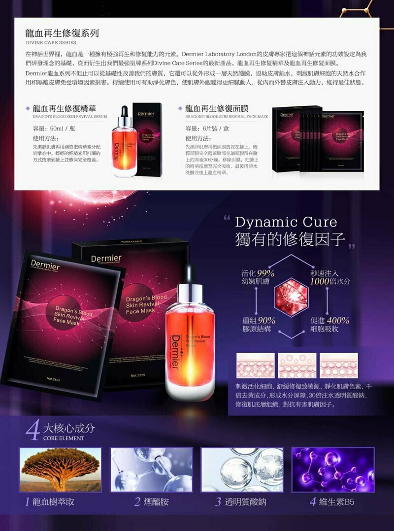 Dermier 龍血再生修復面膜（一盒6張）