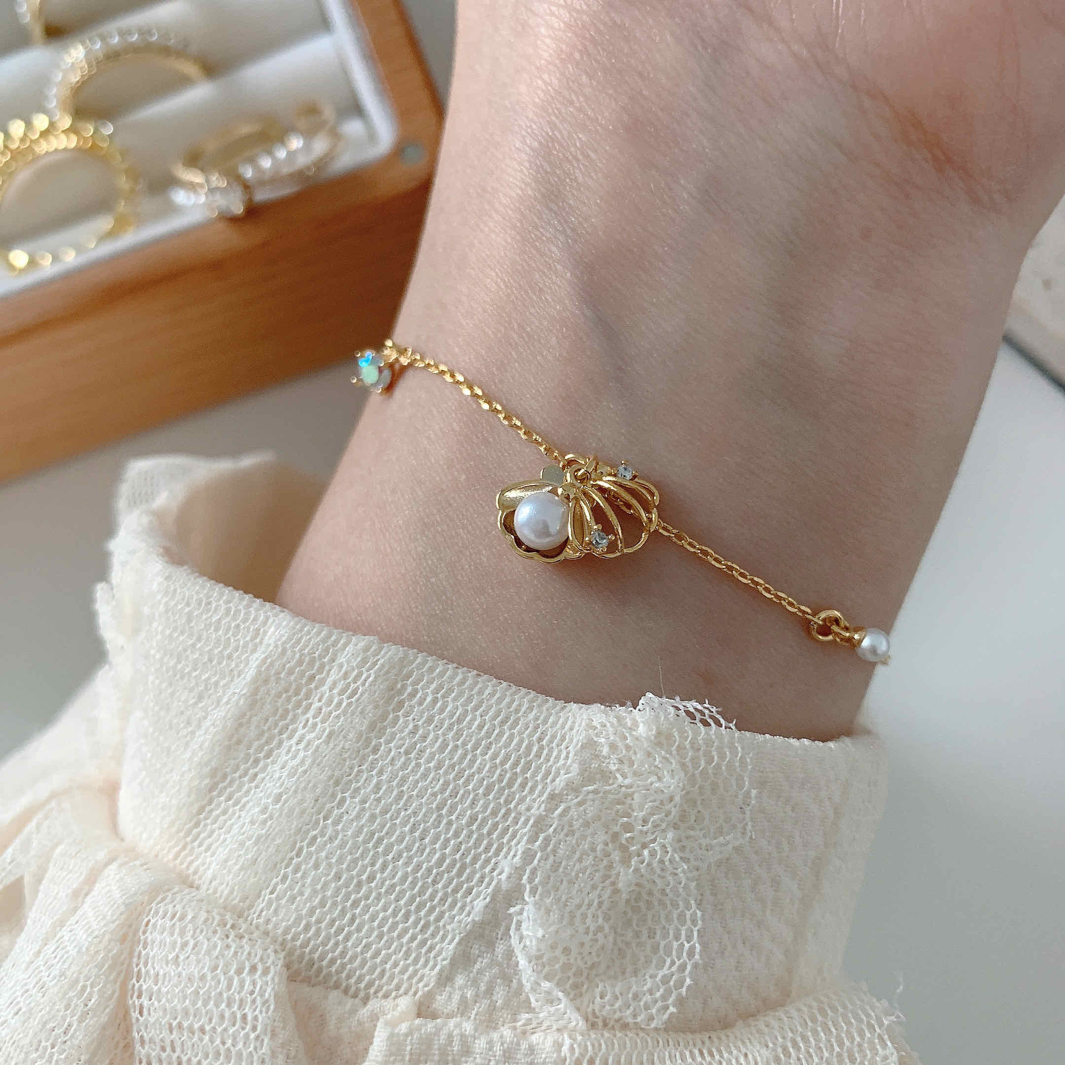 🇰🇷熱銷破百！珍珠貝殼手鍊｜3 color