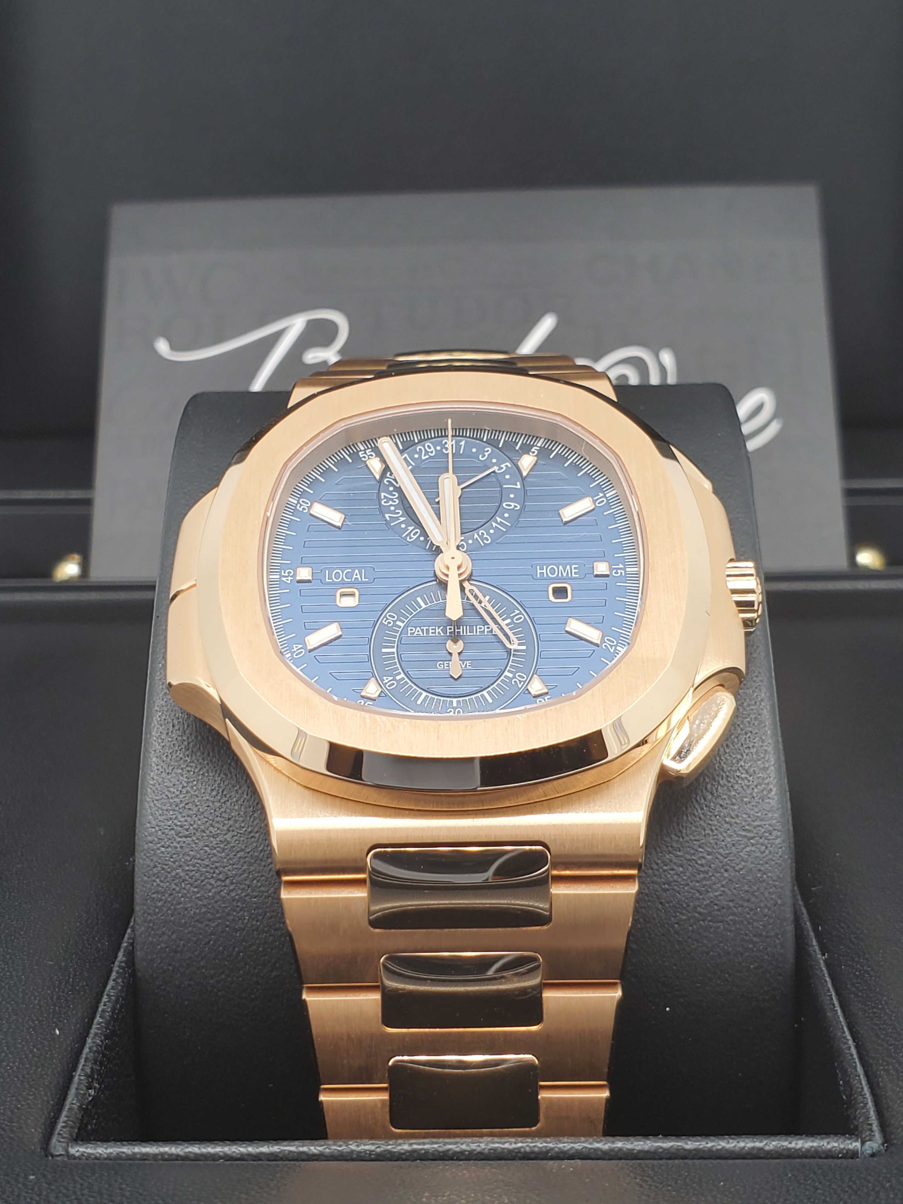 BRAND NEW 5990/1R-001 5990 PATEK PHILIPPE NAUTILUS BLUE DIAL ROSE GOLD SELF-WINDING 40 MM
