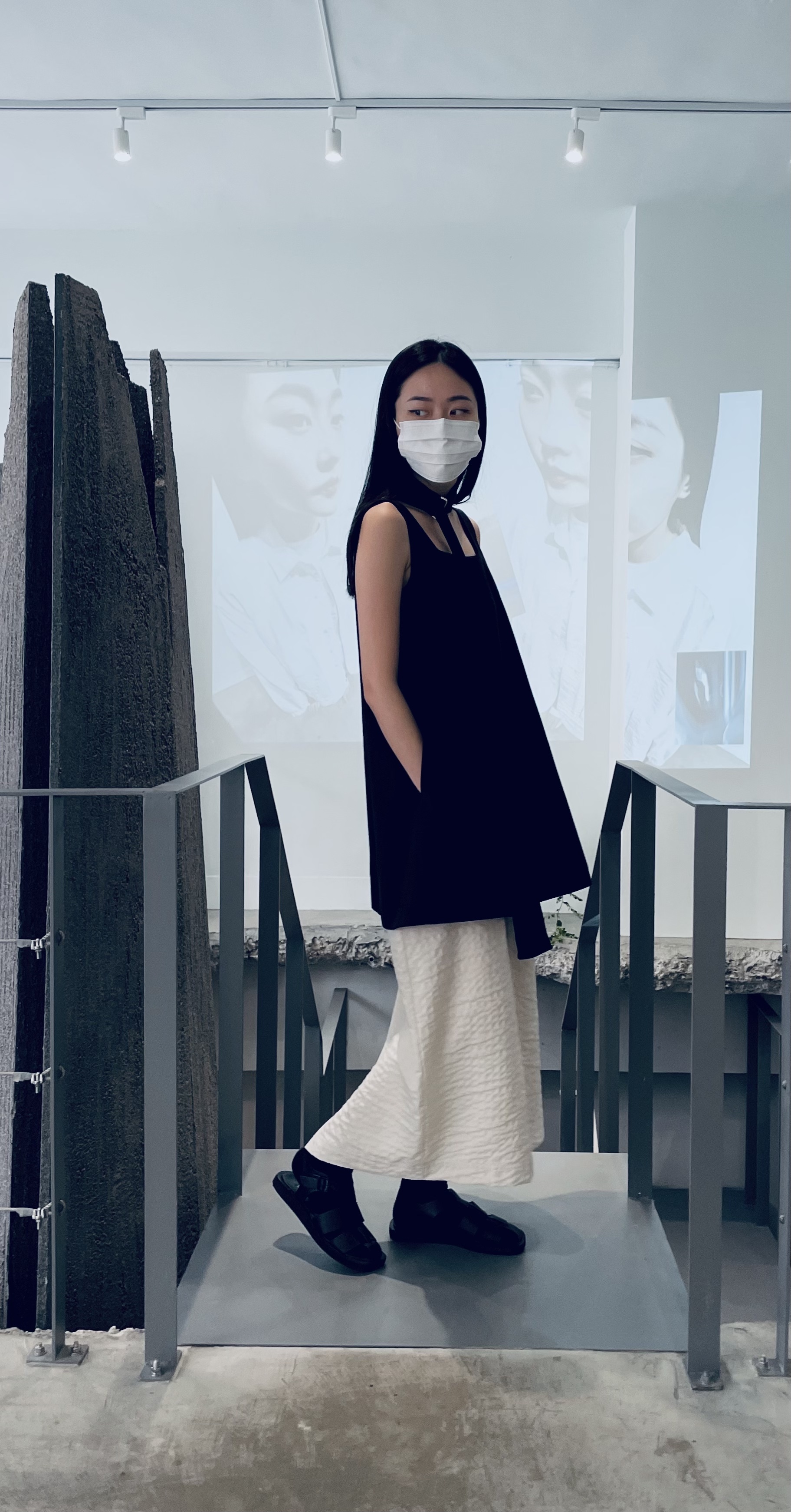 無袖方領小洋裝