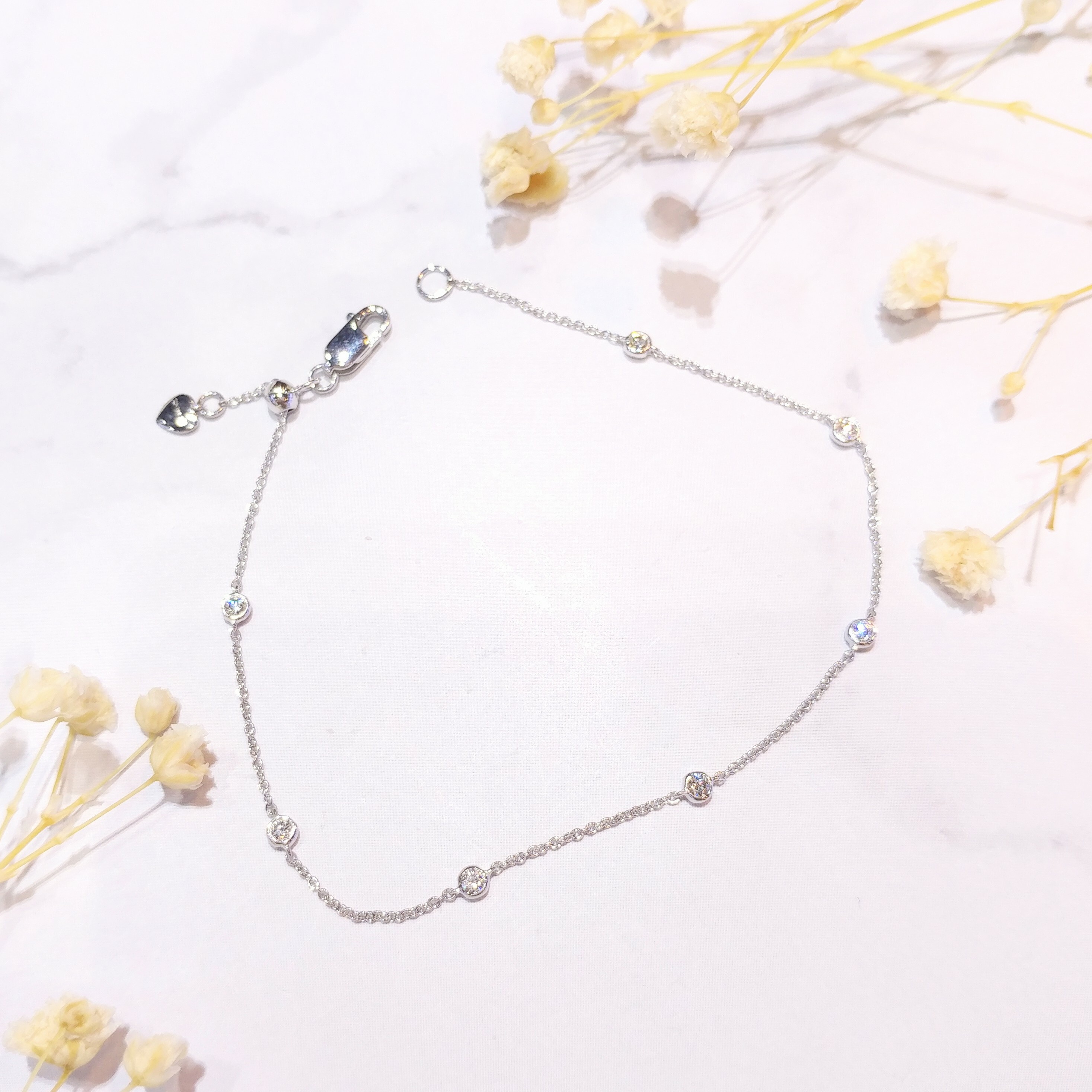 全新18K白金19份鑽石手鍊