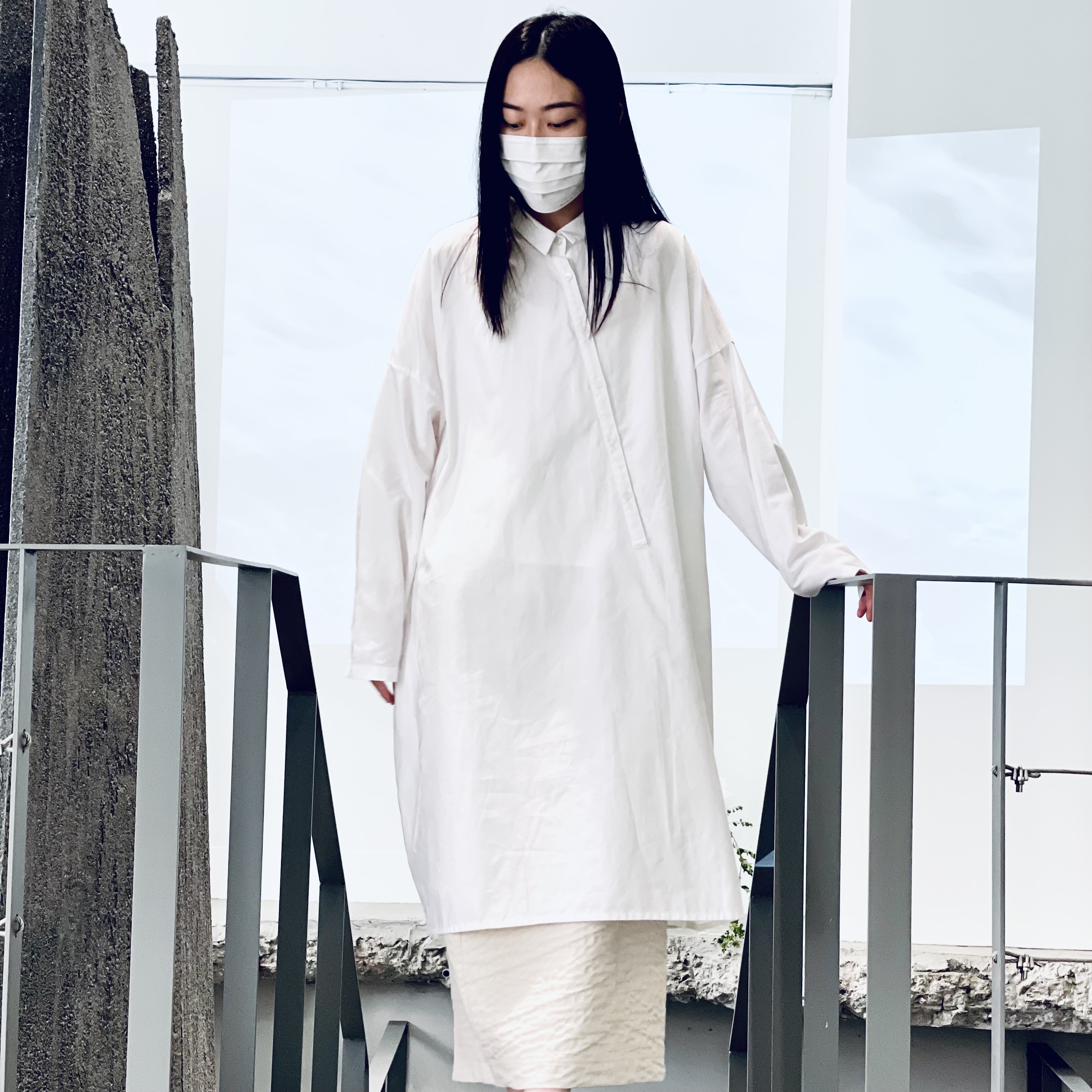 斜門襟設計洋裝