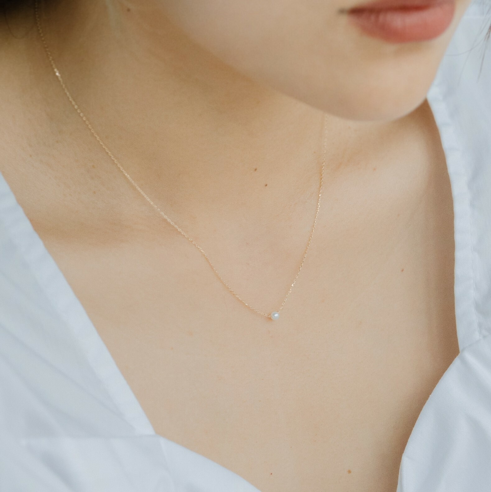 14K簡約3mm珍珠項鍊