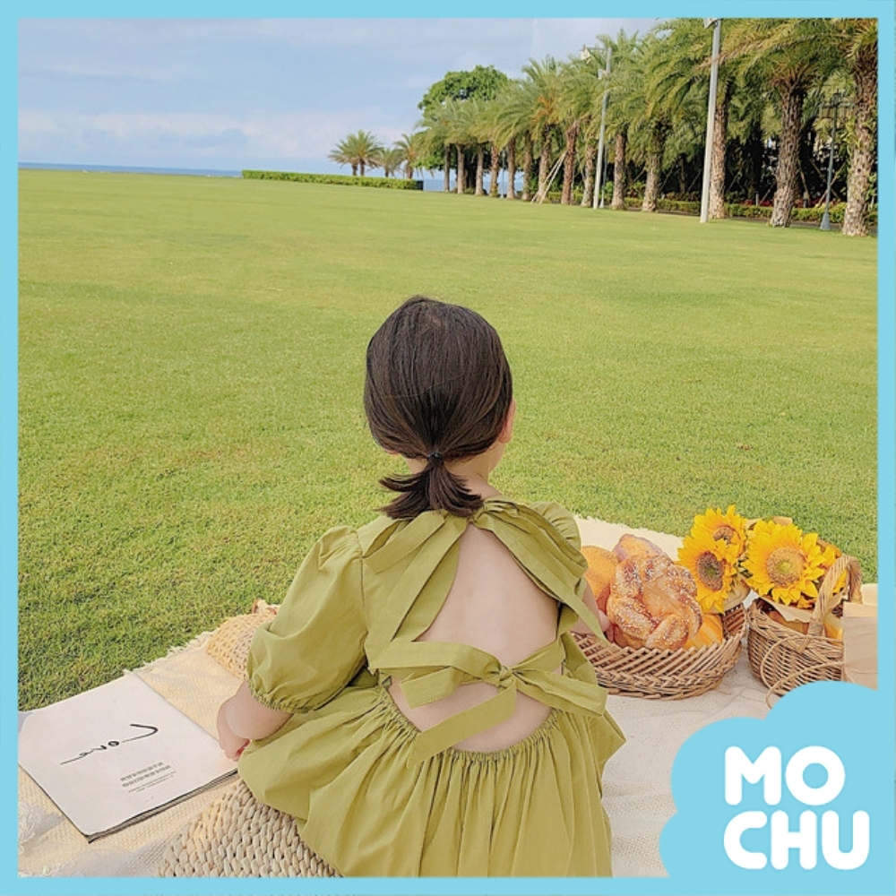 甜美露背系帶連衣裙(三色)