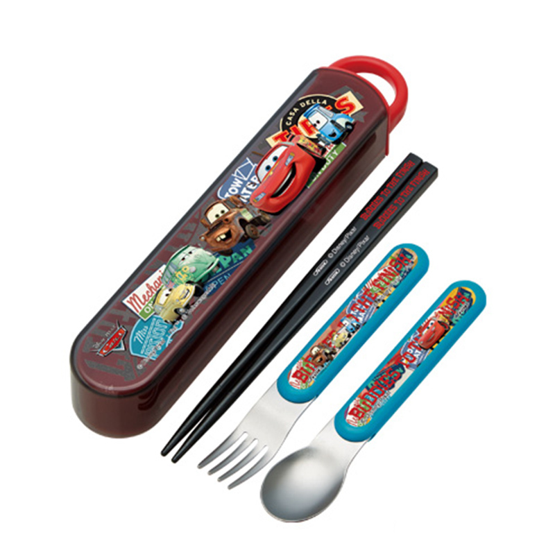 日本   Cars (汽車總動員) 閃電麥坤 -湯叉筷三件組 兒童餐具 湯匙 筷子 叉子