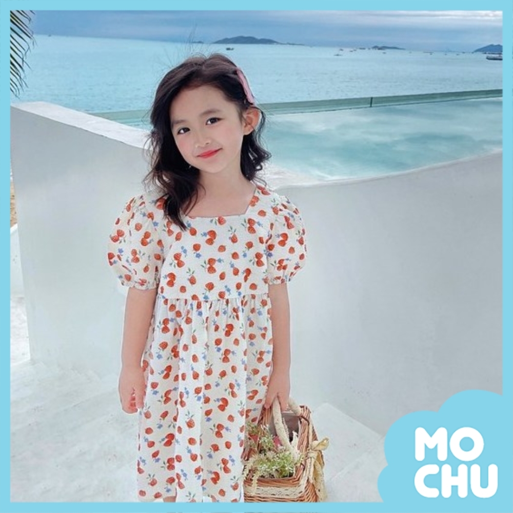 小清新白底草莓連衣裙