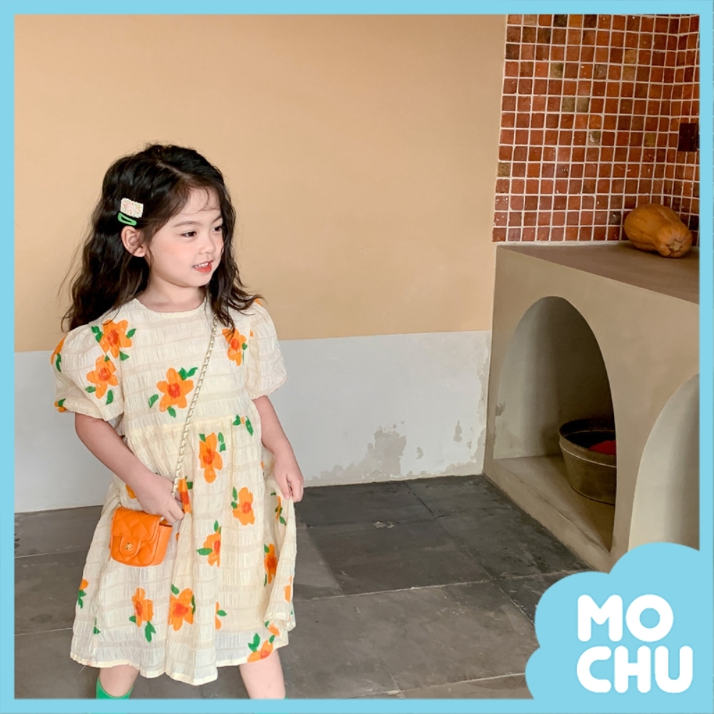 花朵透氣短袖連衣裙