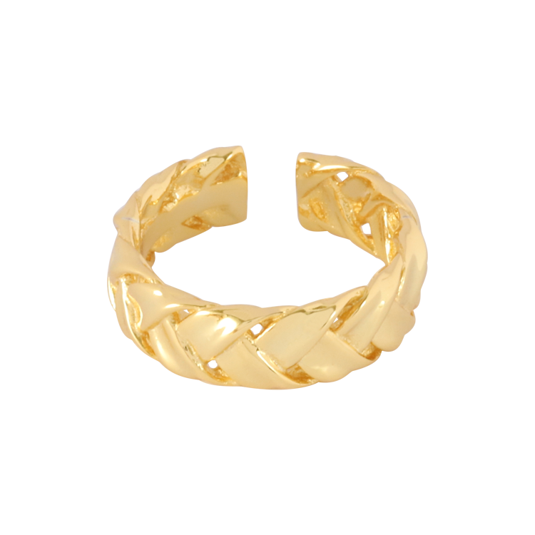 純銀戒指，女士戒指 編織紋理；凸顯獨有美感亮眼奪目（2650金色）