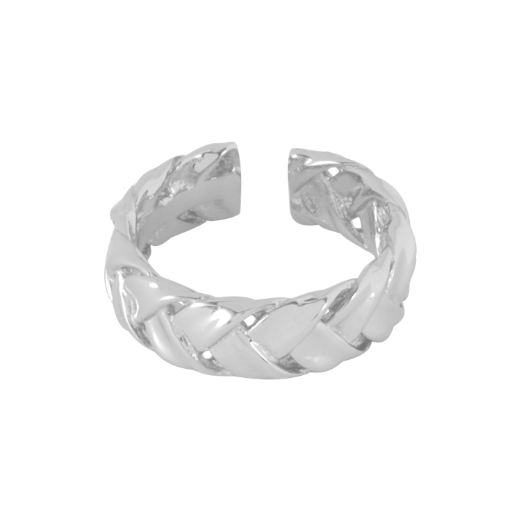 純銀戒指，女士戒指 編織紋理；凸顯獨有美感亮眼奪目（2650銀色）