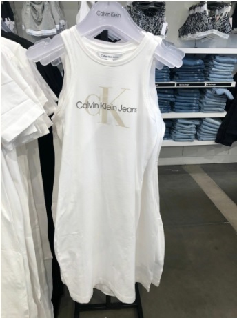 [S] CALVIN KLEIN LOGO SHORT DRESS, WHITE, 1800-9180-100, FINAL SALE (SCK50)