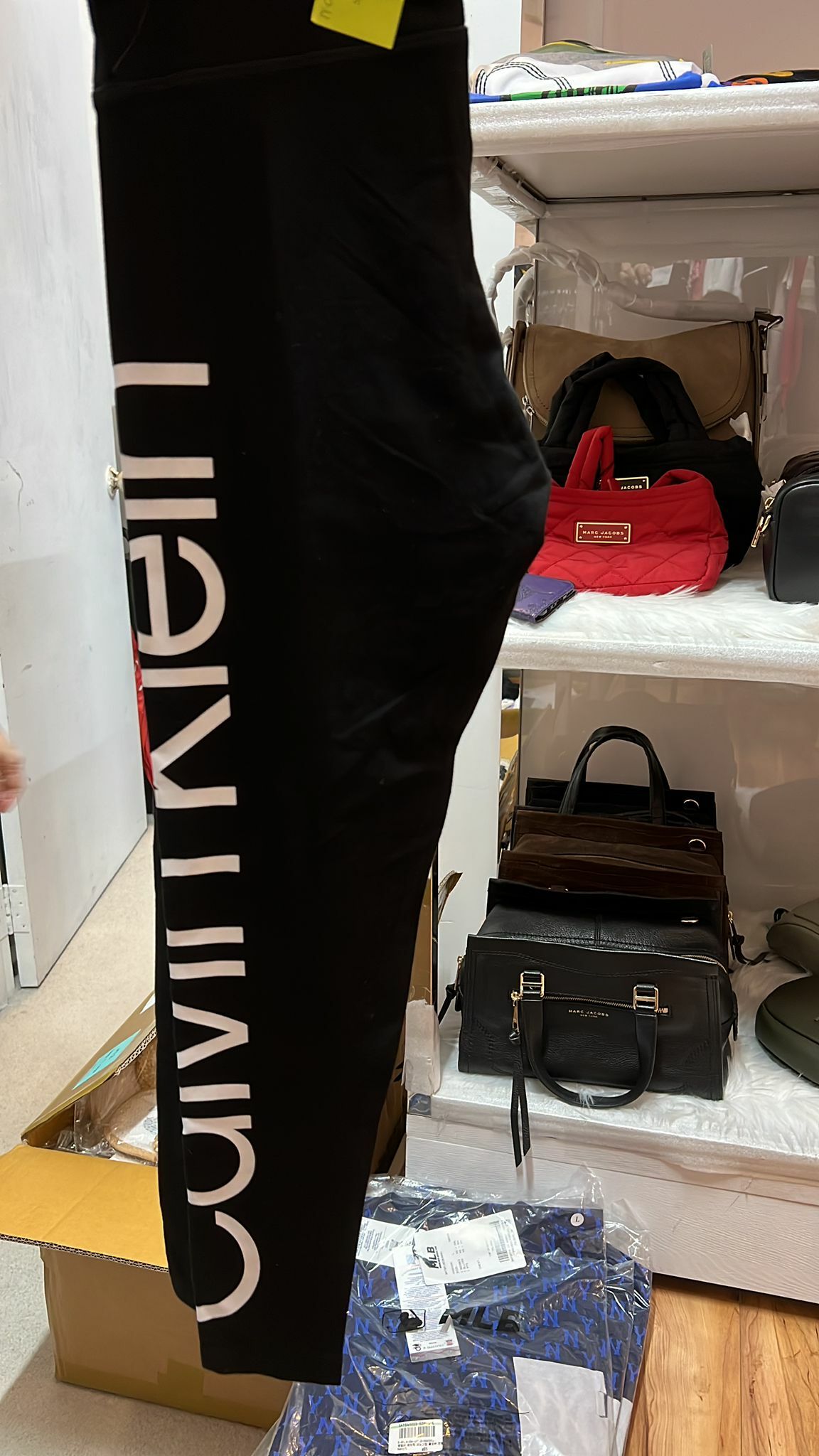 [S] CALVIN KLEIN LOGO LEGGINGS,BLACK, PFCP6469-BLK (SCK54)