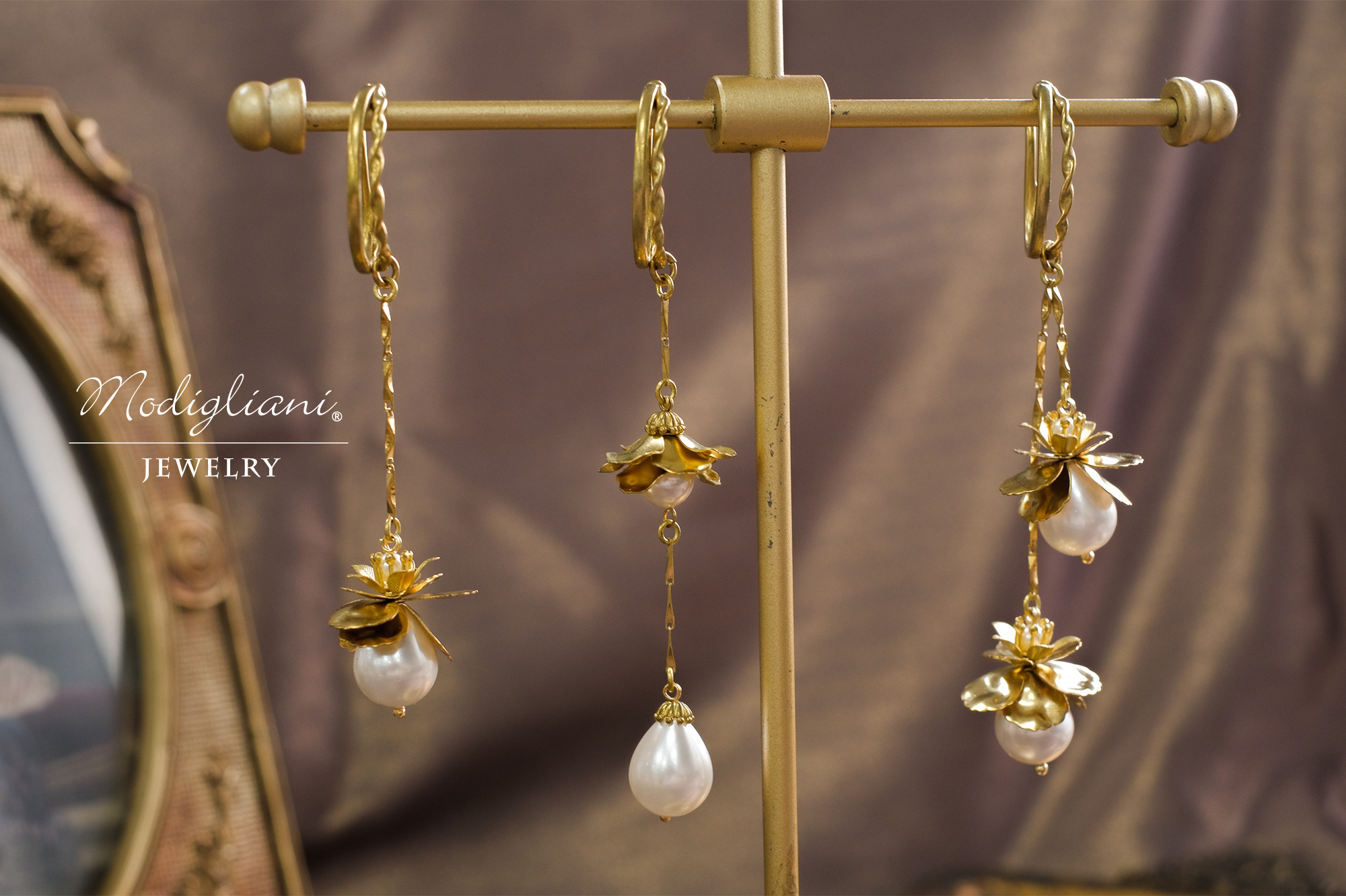 黃銅飾品, 耳環, 飾品, 黃銅, 耳夾,耳掛,水晶珍珠,母貝珠,花草,氣質