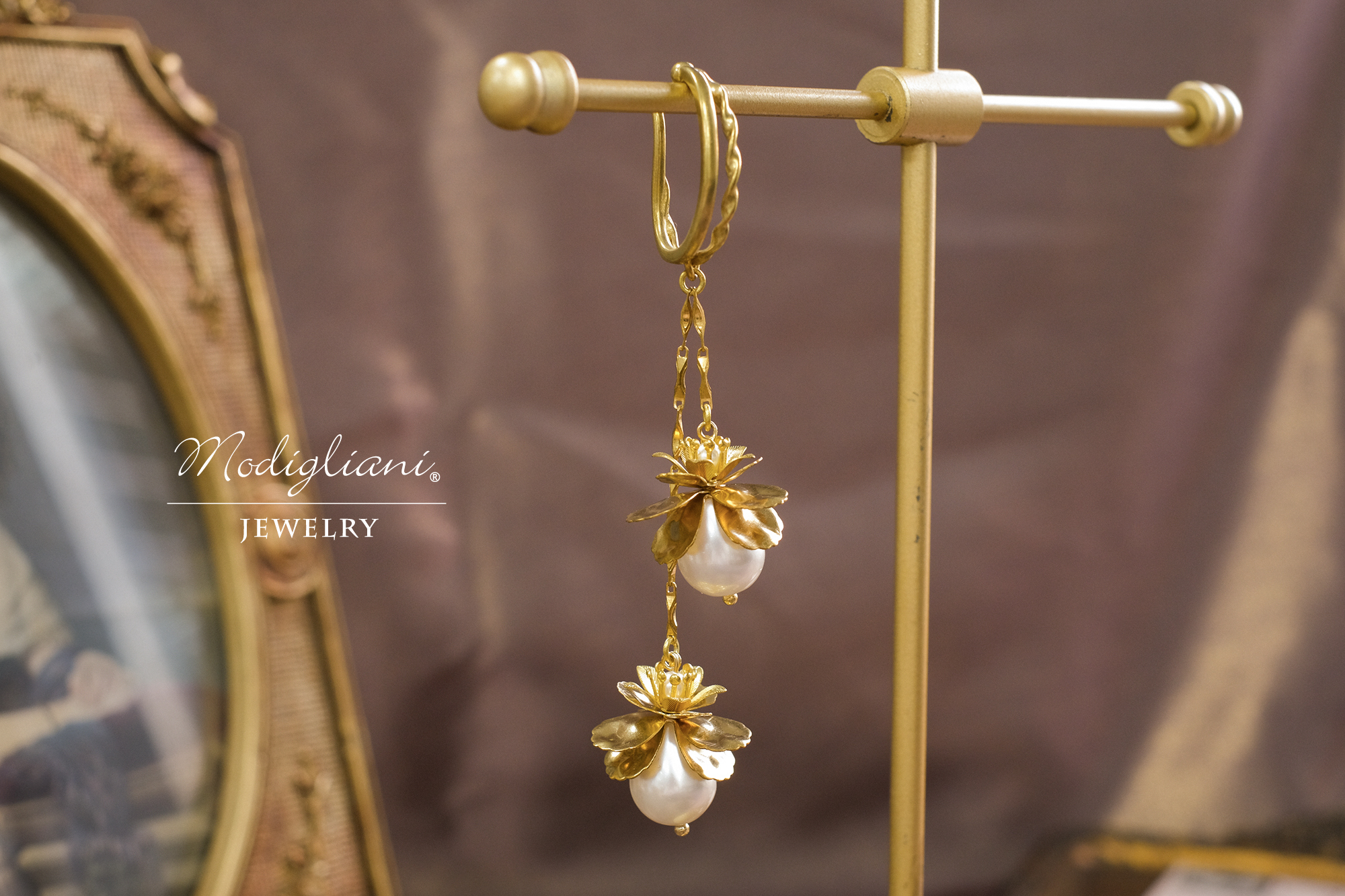 黃銅飾品, 耳環, 飾品, 黃銅, 耳夾,耳掛,水晶珍珠,母貝珠,花草,氣質