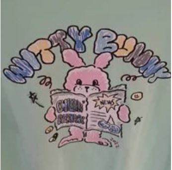[S] KIRSH WITTY BUNNY HAND DRAWING SHORT SLEEVE T-SHIRT, MINT, FKQMCTR553M-AA2 MINT (SMW10)