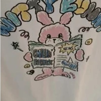 [S] KIRSH WITTY BUNNY HAND DRAWING SHORT SLEEVE T-SHIRT,WHITE, FKQMCTR553M-WHITE (SMW11)