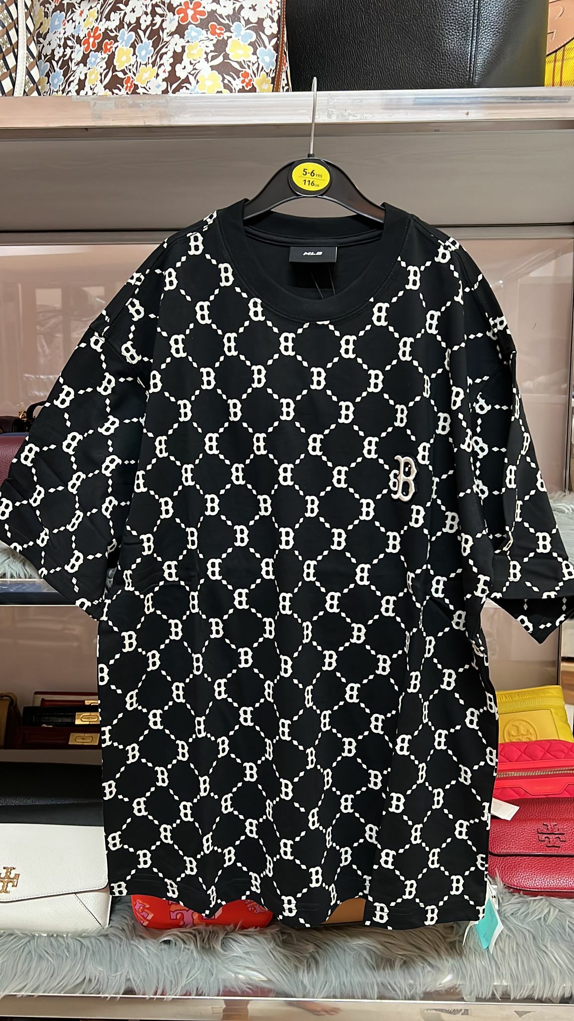 [S] MLB BOSTON RED SOX MONOGRAM ALL-OVER PRINT SHORT SLEEVE T-SHIRT, 3ATSM4023K001-43BKS (SMLB69)